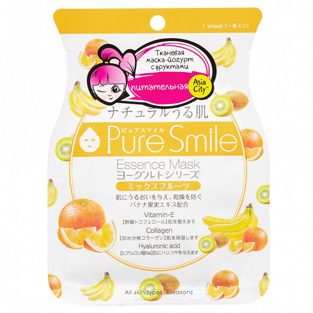 SunSmile Yougurt Маска для лица на йогуртовой основе с фруктами, 1 шт