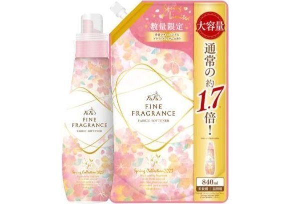 FaFa Fine Fragrance Spring Collection Кондиционер для белья, парфюмированный, аромат цветущей сакуры, смен.уп., 840 мл., бутылка 600мл